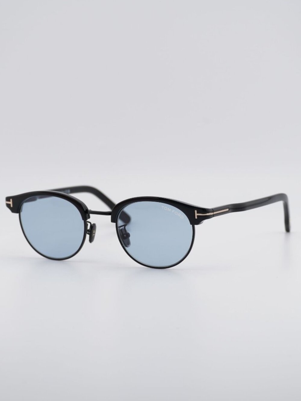 Tom Ford TF1120-D 01A Sunglasses Shiny Black Browline Frame, Smoke Lenses